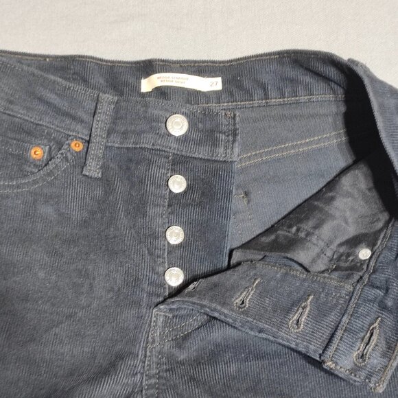 Levi's wedgie straight corduroy pants women's size W27/L26 midnighr black colour - Picture 10 of 15